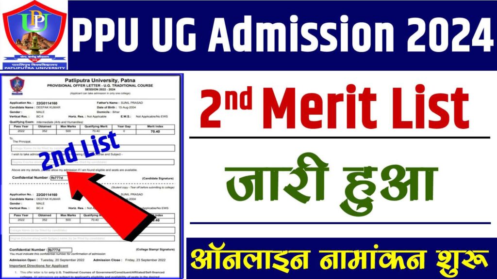 PPU UG 2nd Merit List 2024