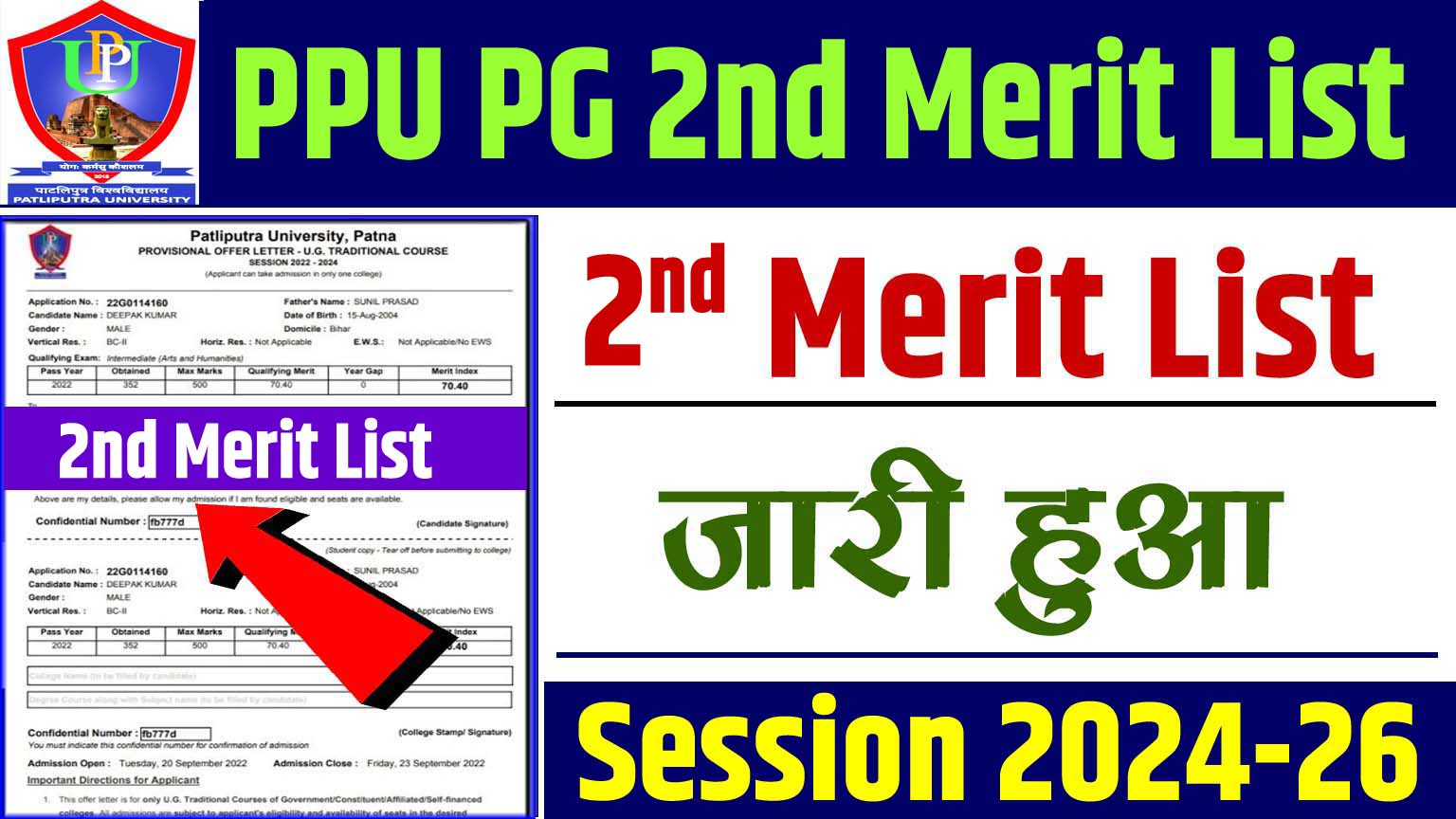 PPU PG 2nd Merit List 2024